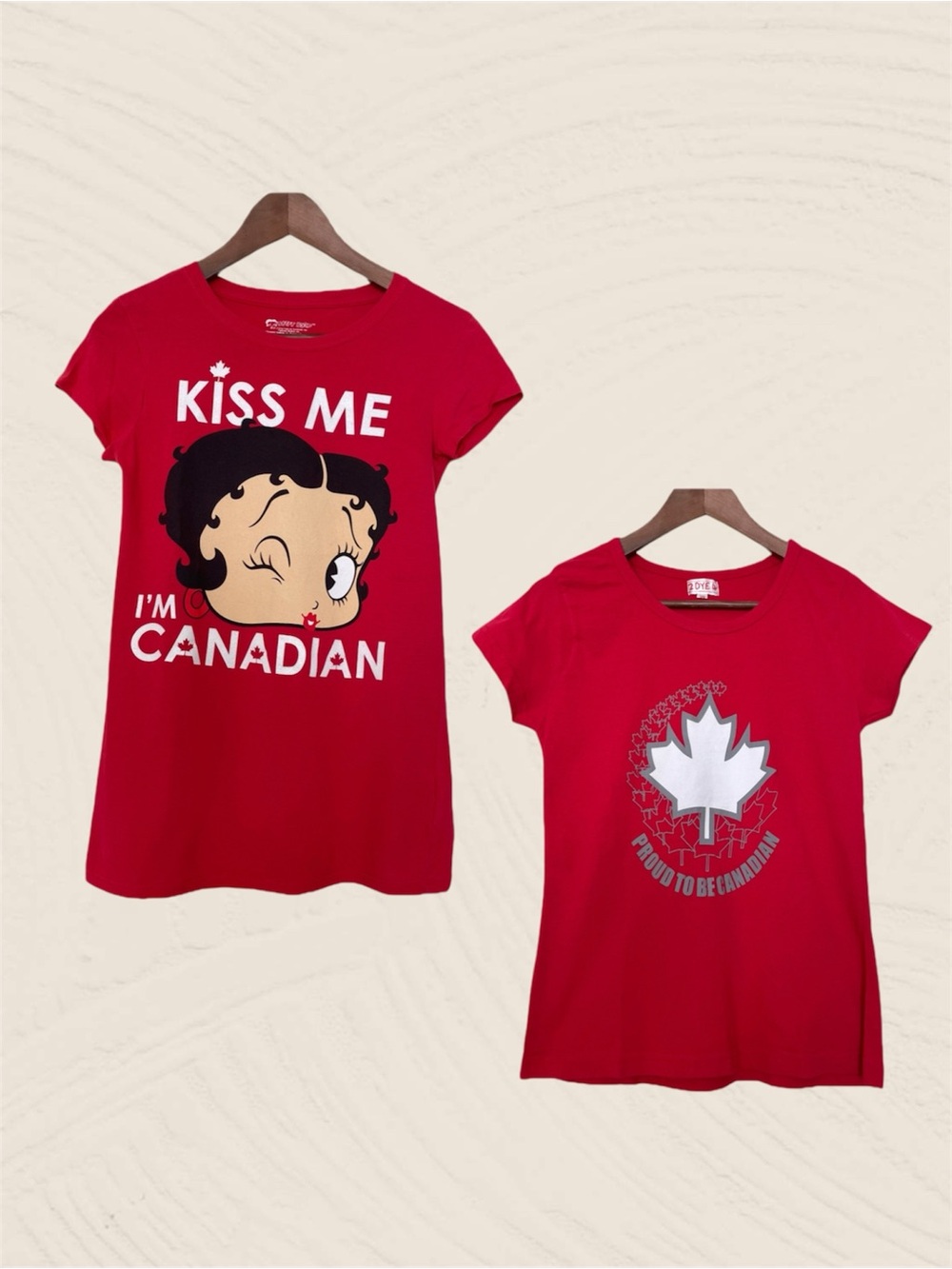 Kiss Me I’m Canadian & Proud To Be Canadian T-shirt Canada Day Small Red White